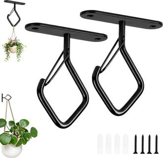 No Brand Soporte Colgante Para Plantas Tipo Gancho - Soporte De Pared Para Macetas - Decoraci&oacute;n Colgante - Cierre De Seguridad Integrado - 7,5 Cm - Negro