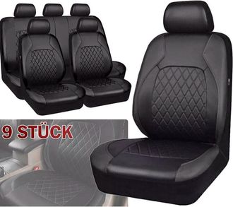 OEM Juego De 9 Fundas Universales Para Asientos De Coche En Piel Sint&eacute;tica, Accesorios De Piel Sint&eacute;tica Para El Interior Del Coche, Suv, Veh&iacute;culo