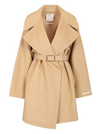 Sportmax Spxpagine Double Drap Wool Belted Caban Coats Beige