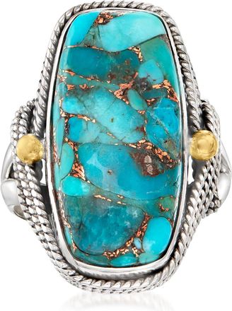 Ross-Simons Blue Copper Turquoise Ring in 2-Tone Sterling Silver