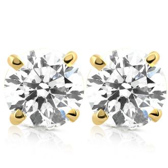 Pompeii3 1.50ct Lab Grown Diamond Studs 14k Yellow Gold Screw Backs