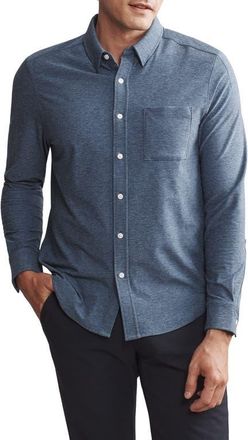 Rhone WFH Knit Button-Up Shirt in Vint Indigo/blue Hea at Nordstrom, Size Xx-Large