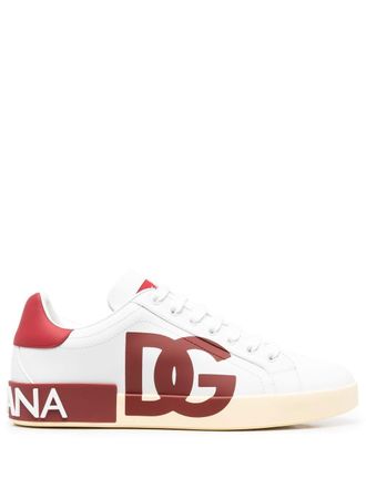 Dolce & Gabbana logo-print lace-up sneakers - men - CALFSKIN/Leather/Rubber - 45 - White
