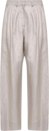 Pantaloni Torino Pleated Broeken - Dames - Straight fit broeken - Beige - XS - Wol - Broeken