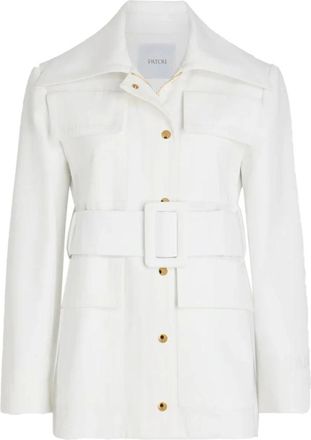 Patou Single-Breasted Coats, female, White, XS, Safari Parka