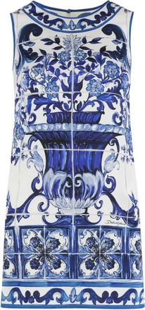 Dolce & Gabbana Majolica-print Charmeuse Top - Dames - Korte kleedjes - Veelkleurig - 2XS - Spandex - Kleedjes