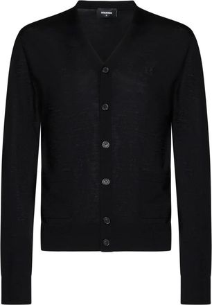 Dsquared2 V-hals wollen vest - Heren - Vesten - Zwart - XL - Wol - Truien & Vesten