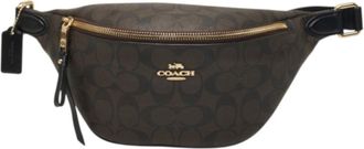Coach Signature Black Brown Signature Line Fanny Pack (Pre-Owned)