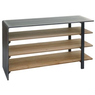 Hhg Hhg - Estanter&iacute;a 582, Sal&oacute;n Estanter&iacute;a Zapatero Aparador, Madera Maciza Industrial 72x119x40cm Mvg Natural Con Aspecto Met&aacute;lico