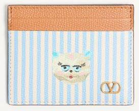 Valentino Garavani Portacarte Valentino Garavani VLogo Signature In Vitello Granato Con Stampa Le Chat De La Maison Uomo AZZURRO/AVORIO UNI