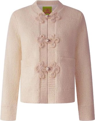 Shanghai Tang Cardigan in lana con decorazione floreale - Toni neutri