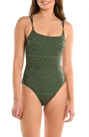 La Blanca Salt Eyelet One-Piece Swimsuit In Green