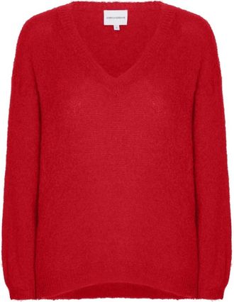Americandreams Silja V Neck Knit - Dames - V-hals truien - Rood - L - Wol - Truien & Vesten