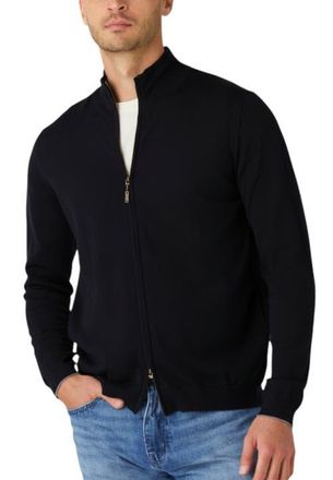 Robert Talbott Dalton Full Washable Merino Zip Sweater in Navy W/gray Tipping at Nordstrom, Size Xx-Large