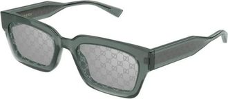 Gucci Rechthoekige Zonnebril - Heren - Zonnebrillen - Grijs - 53 MM - Accessoires