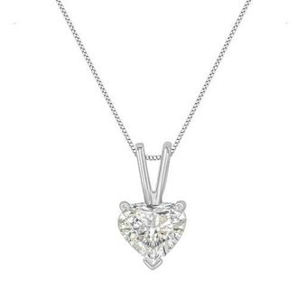 House of Brilliance 14K White Gold 1/2 Cttw Heart-Shaped Diamond Classic Solitaire Pendant Necklace at Nordstrom