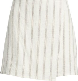 Open Edit Linen Blend Skirt in Beige Cabana Stripe at Nordstrom, Size Xx-Small