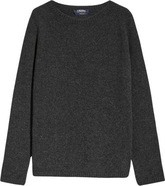 Max Mara Naadloze Jersey met Ronde Hals - Dames - Ronde hals truien - Groen - S - Wol - Truien & Vesten