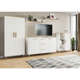 OEM Parete Attrezzata In Stile Scandinavo Lund, Set Di Mobili Per Soggiorno