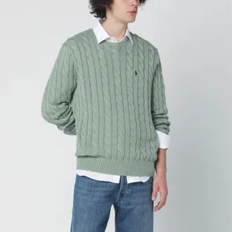Polo Ralph Lauren Grey-green cotton cable-knit sweater