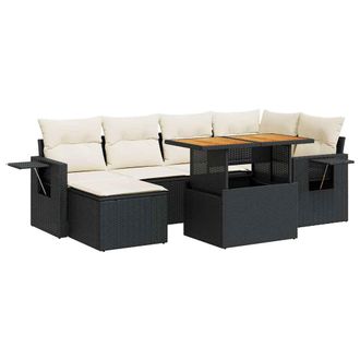vidaXL Vidaxl - Set Divani Da Giardino Con Cuscini 7pz Nero Polyrattan