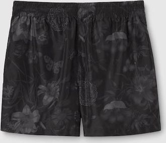Gucci Printed Nylon Swim Shorts, Size 44 IT, Black, Ready-to-wear