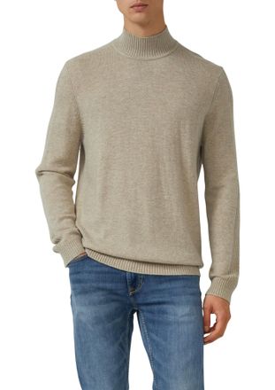 s.Oliver Stehkragenpullover S.OLIVER, Herren, Gr. XXL, ecru, Strick, Obermaterial: 50% Wolle, 50% Polyamid, unifarben, regular fit normal, ohne Ausschnitt, Rip