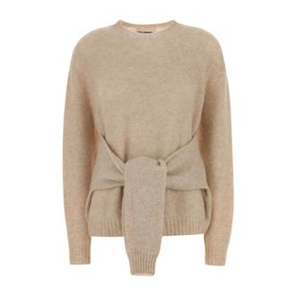 Des_Phemmes Stretch Nylon Blend Sweater - Dames - Ronde hals truien - Beige - M - Nylon - Truien & Vesten