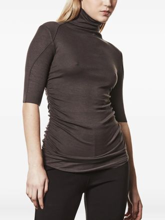 Thom Krom T-shirt met col - Bruin