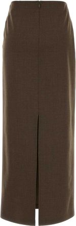Jil Sander Womens Stretch Wool Blend Skirt Brown Virgin Elastane