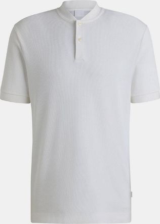 HUGO BOSS Mens Pratt 120 Collarless Polo Shirt in White - Size X-Large