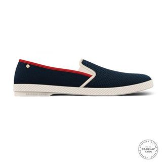 Rivieras Shoes Classic Canvas & Mesh Slip-On Loafer in Navy With Red And White Trim at Nordstrom, Size 44
