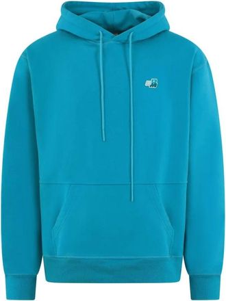 Dr&ocirc;le de Monsieur Blauwe Patch Hoodie - Heren - Hoodies - Blauw - S - Hoodies & sweatvesten