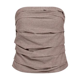Co'Couture Jiho CC Stripe Tube Top - Tops - Mujer - Marr&oacute;n - XL