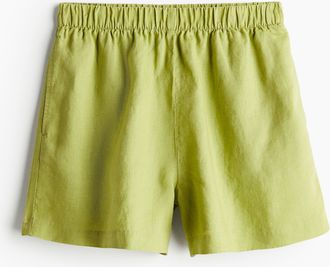 H&M Pull-on-Shorts aus Leinen - Gr&uuml;n