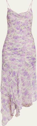 Ronny Kobo Kaa Backless Floral-Print Midi Dress