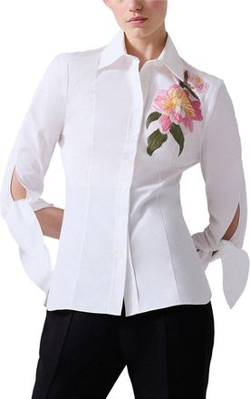 Carolina Herrera Embellished Tie Sleeve Top