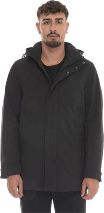 Woolrich Zachte Shell Jas met Afneembare Capuchon - Heren - Zomerjassen - Zwart - L - Polyester - Jassen