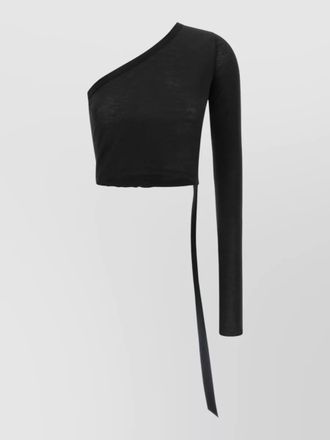 Rick Owens ziggy asymmetric long sleeve cropped top tie