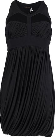 Versace Harness Neckline Gathered Mini Dress in Black Viscose