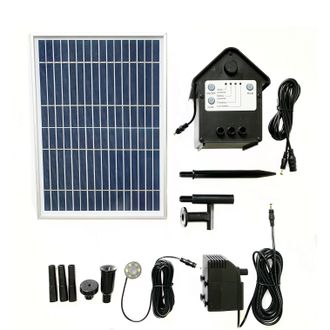 PRIMROSE 800LPH Solar Powered Water Pump Kit with Lights in Black