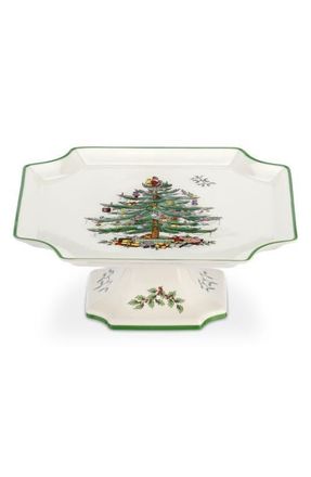 Spode Christmas Tree Footed Square Platter in Green at Nordstrom