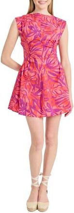 Donna Morgan Mini Fit & Flare Dress in Coral/Bright Purple at Nordstrom Rack, Size 14