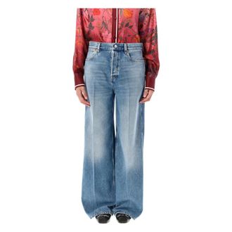 Gucci Denim Palazzo - female - Gucci - Wide Jeans - Blue - W26 - Jeans