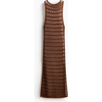 H&M Pointelle-knit Beach Dress in Brown at Nordstrom, Size Xx-Small
