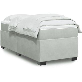 vidaXL Vidaxl - Cama Box Spring Con Colch&oacute;n Terciopelo Gris Claro 100x200 Cm