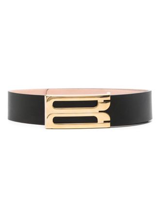 Victoria Beckham Womens Jumbo Frame Logo-Buckle Leather Belt