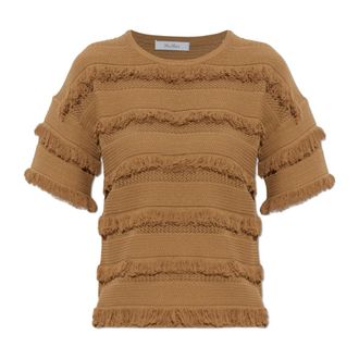 Max Mara Round-neck Knitwear, female, Brown, Size: XS Garza Top