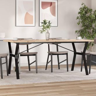 vidaXL Vidaxl - Mesa De Comedor Marco Y Madera Maciza Pino Acero 180x90x75,5 Cm
