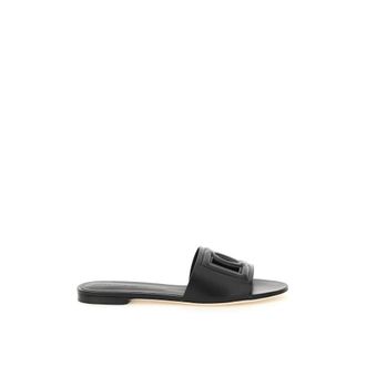Dolce & Gabbana Stijlvolle Platte Slippers - Dames - Sandalen - Zwart - 40 EU - Schoenen